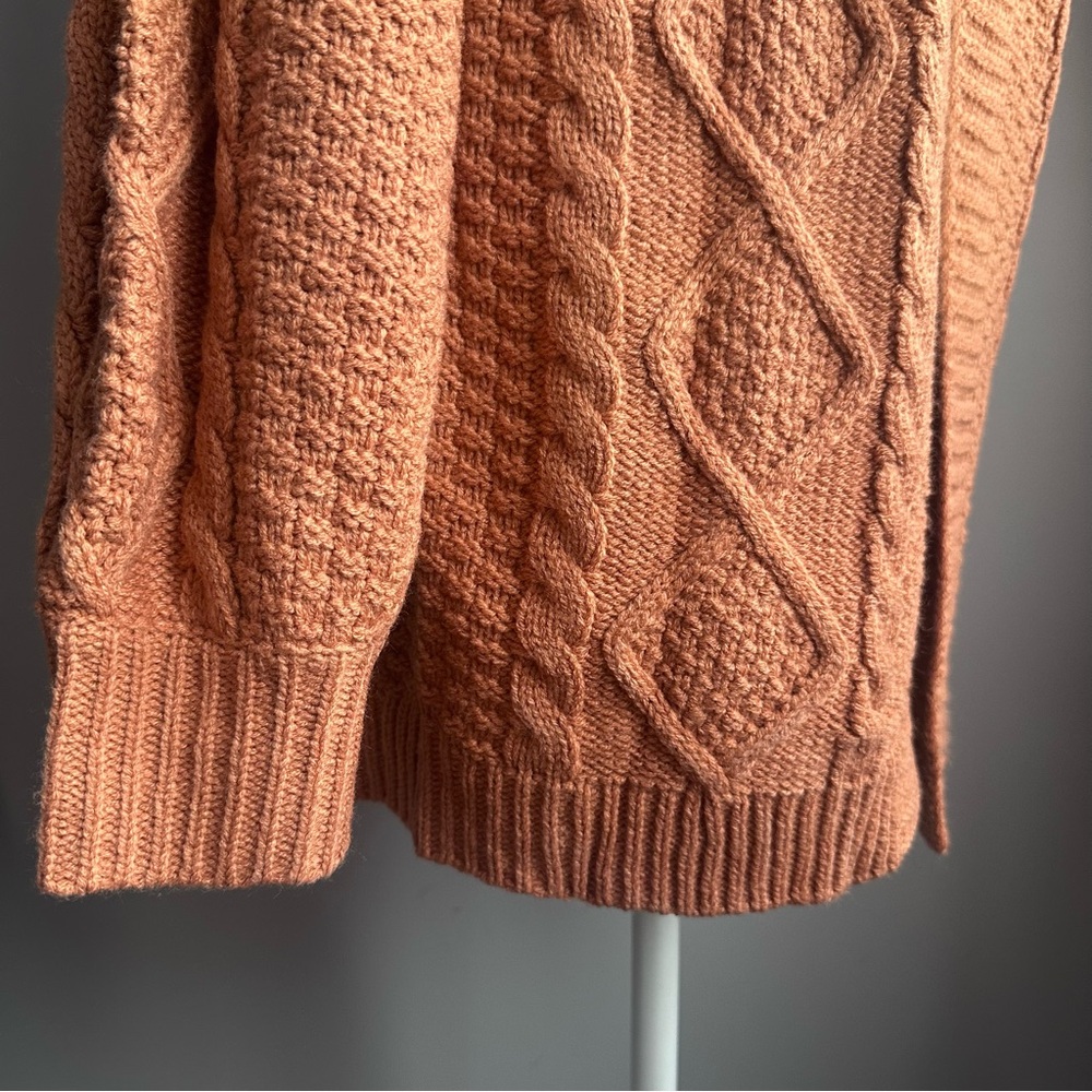Cozy Cable Knit Cardigan Sweater - Rust - Picture 5 of 6